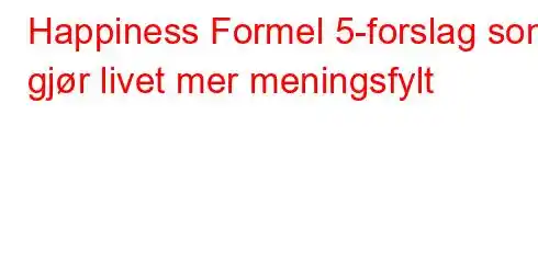 Happiness Formel 5-forslag som gjør livet mer meningsfylt