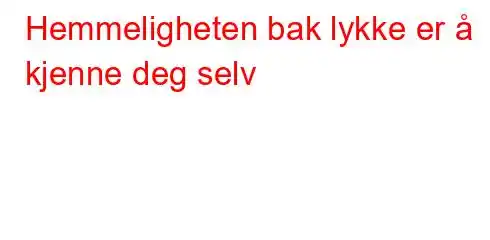 Hemmeligheten bak lykke er å kjenne deg selv