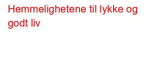 Hemmelighetene til lykke og godt liv