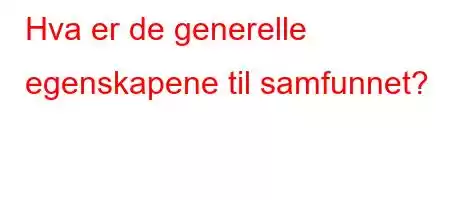 Hva er de generelle egenskapene til samfunnet?