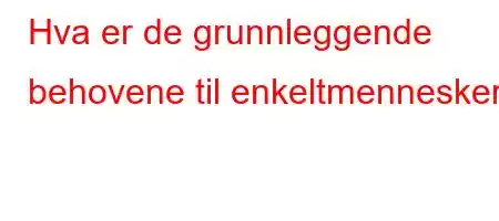 Hva er de grunnleggende behovene til enkeltmennesker?