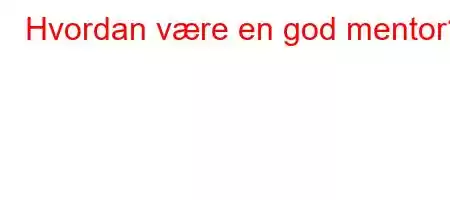 Hvordan være en god mentor?