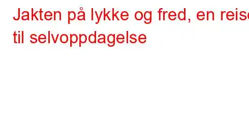 Jakten på lykke og fred, en reise til selvoppdagelse