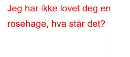 Jeg har ikke lovet deg en rosehage, hva står det?