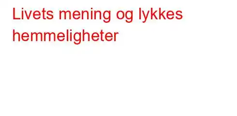 Livets mening og lykkes hemmeligheter