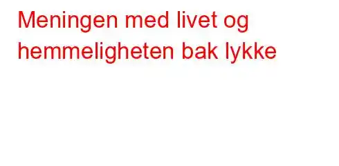 Meningen med livet og hemmeligheten bak lykke